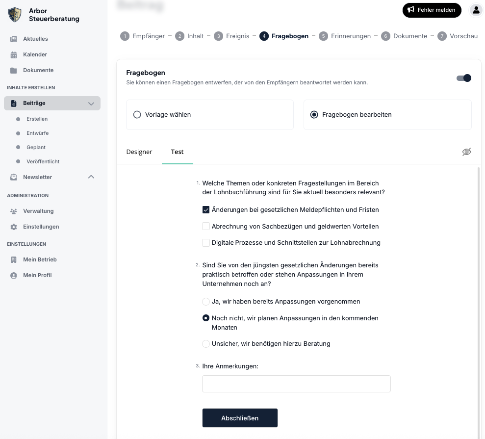 Flexible Fragebogen-Erstellung