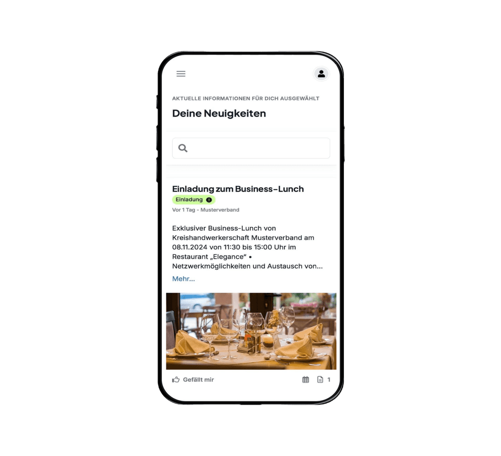 Die Plattform als App auf dem Smartphone