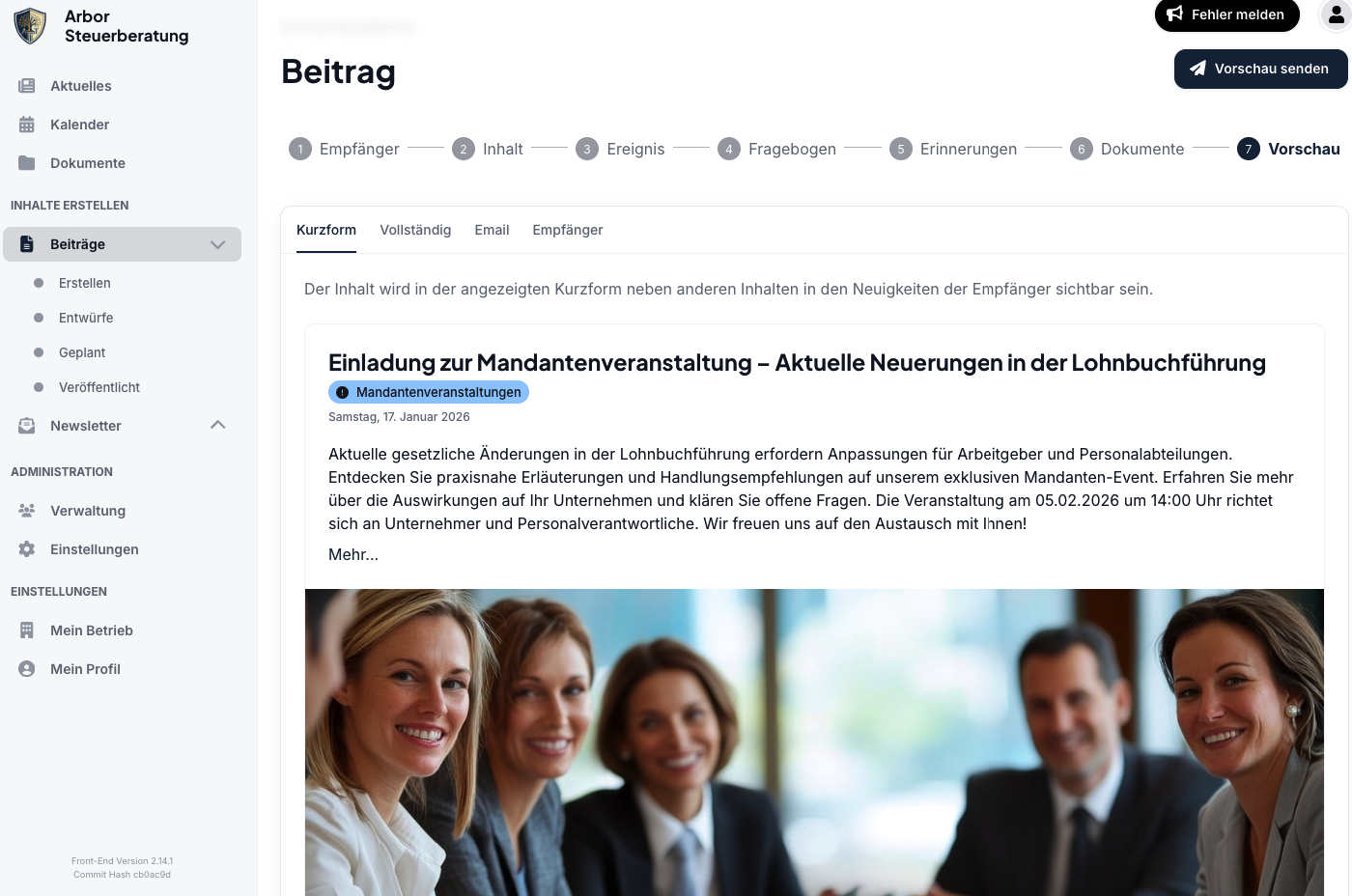 Beitrag im 7-Schritte-Workflow erstellen