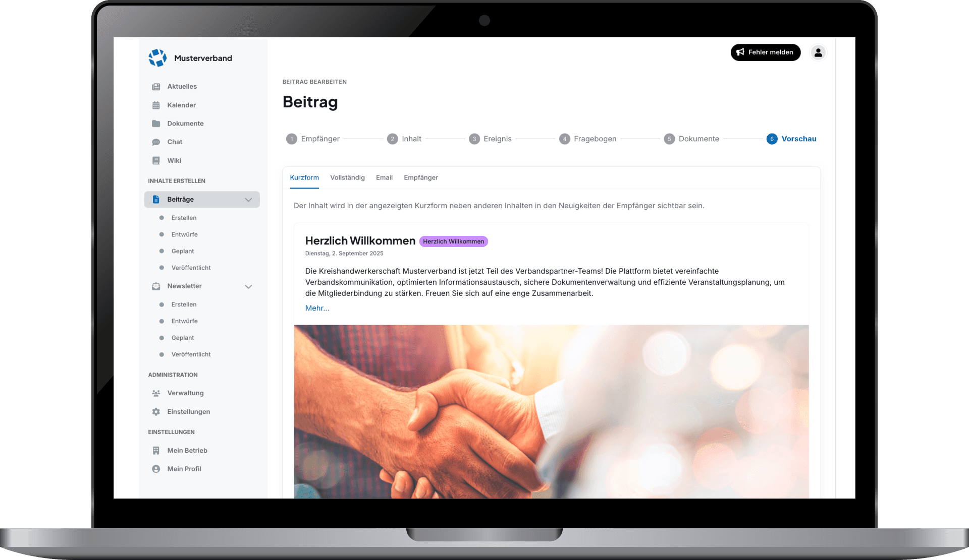Beitrag in der Verbandspartner-Plattform erstellen